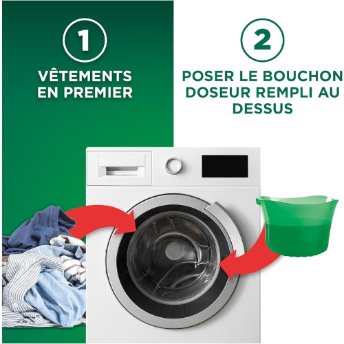 Lessive liquide – 92 lavages, Élimination des taches tenaces, Efficace à l’eau froide
