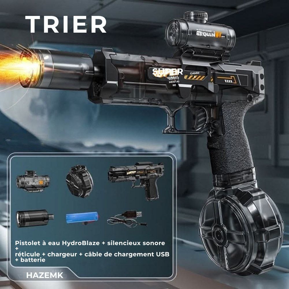 HydroBlaze™ - Pistolet à eau électrique avec effet de flamme