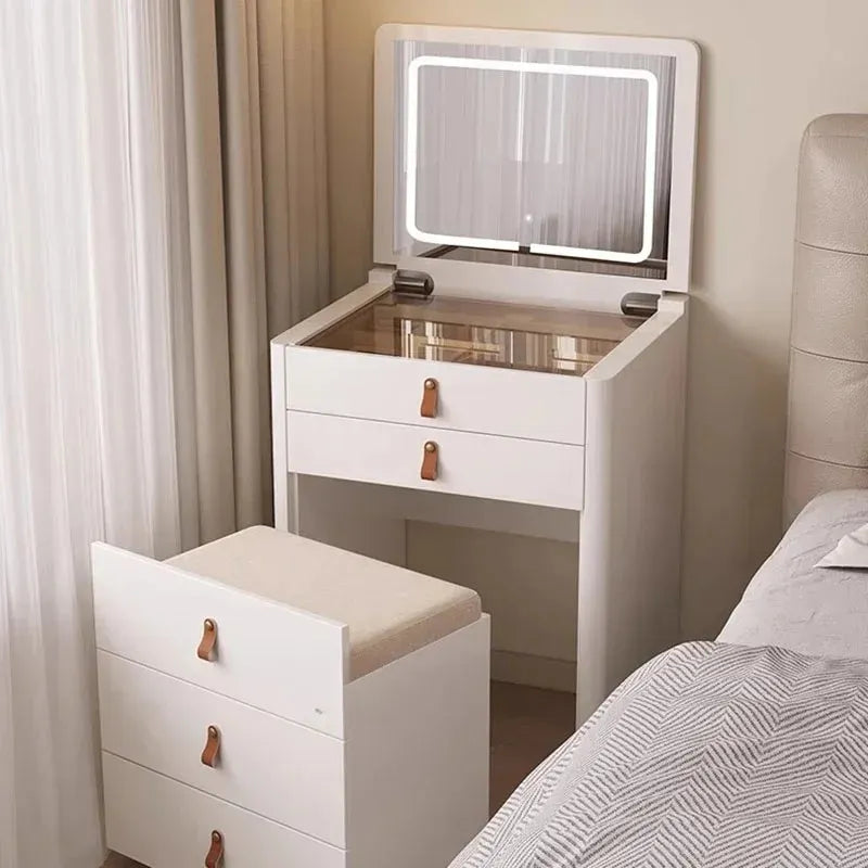 Ivory - Coiffeuse avec miroir pliable