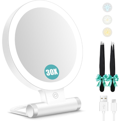 Miroir de Maquillage Double Face avec Éclairage Réglable