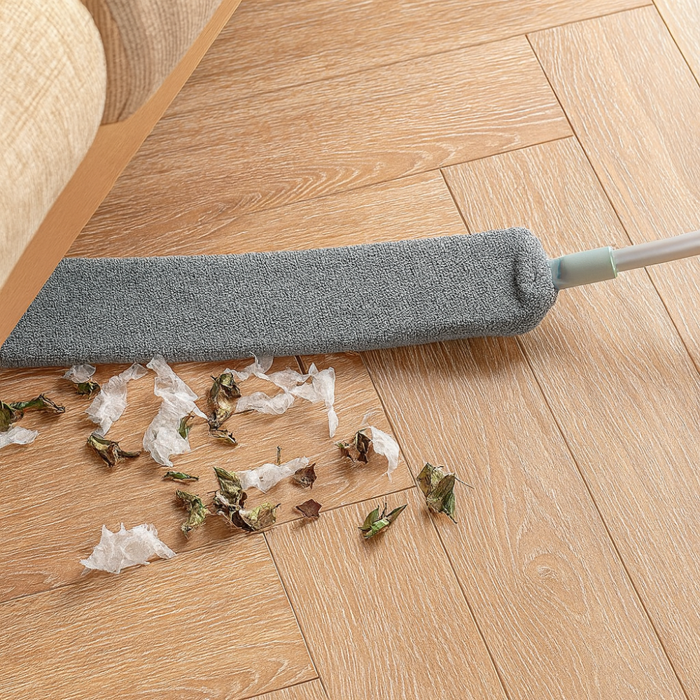 Plumeau télescopique ultra-plat pour les espaces difficiles d’accès