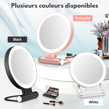Miroir de Maquillage Double Face avec Éclairage Réglable