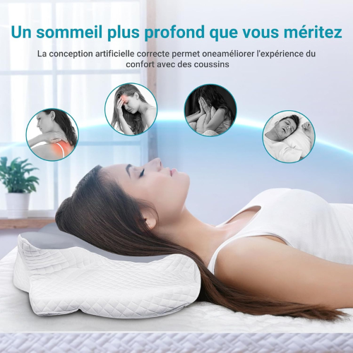 Oreiller Cervical Ergonomique en Mousse à Mémoire de Forme pour un Sommeil Réparateur