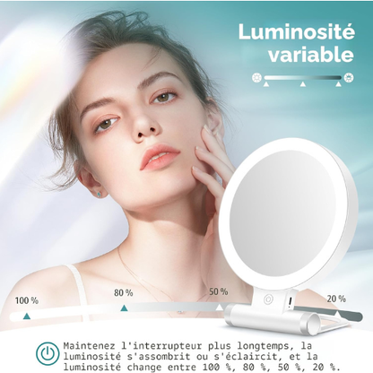 Miroir de Maquillage Double Face avec Éclairage Réglable