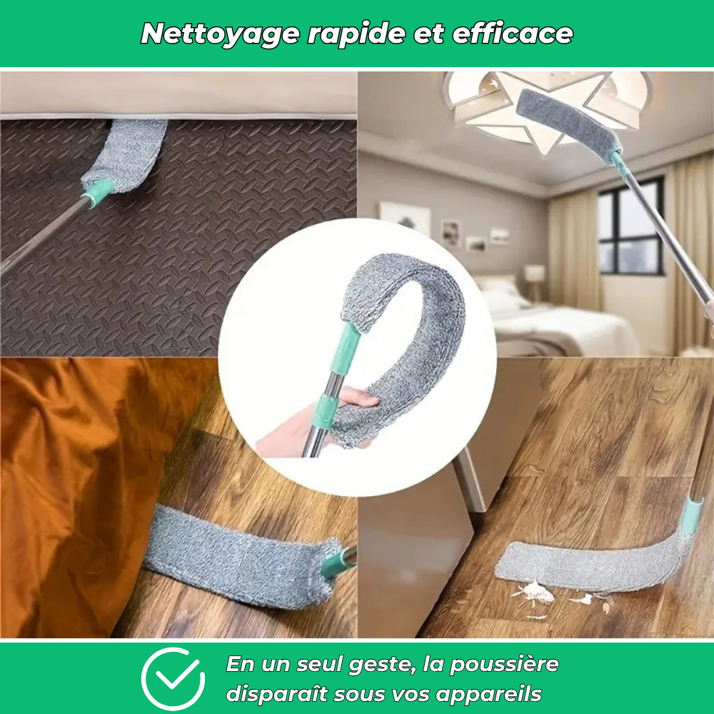 Plumeau télescopique ultra-plat pour les espaces difficiles d’accès