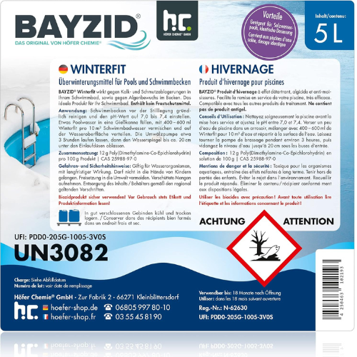 Traitement d’Hivernage Piscine – 5 L Formule Longue Durée pour une Eau Claire et Protégée