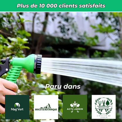 Aquaflex｜Tuyau d’arrosage extensible｜8 modes de jets haute pression