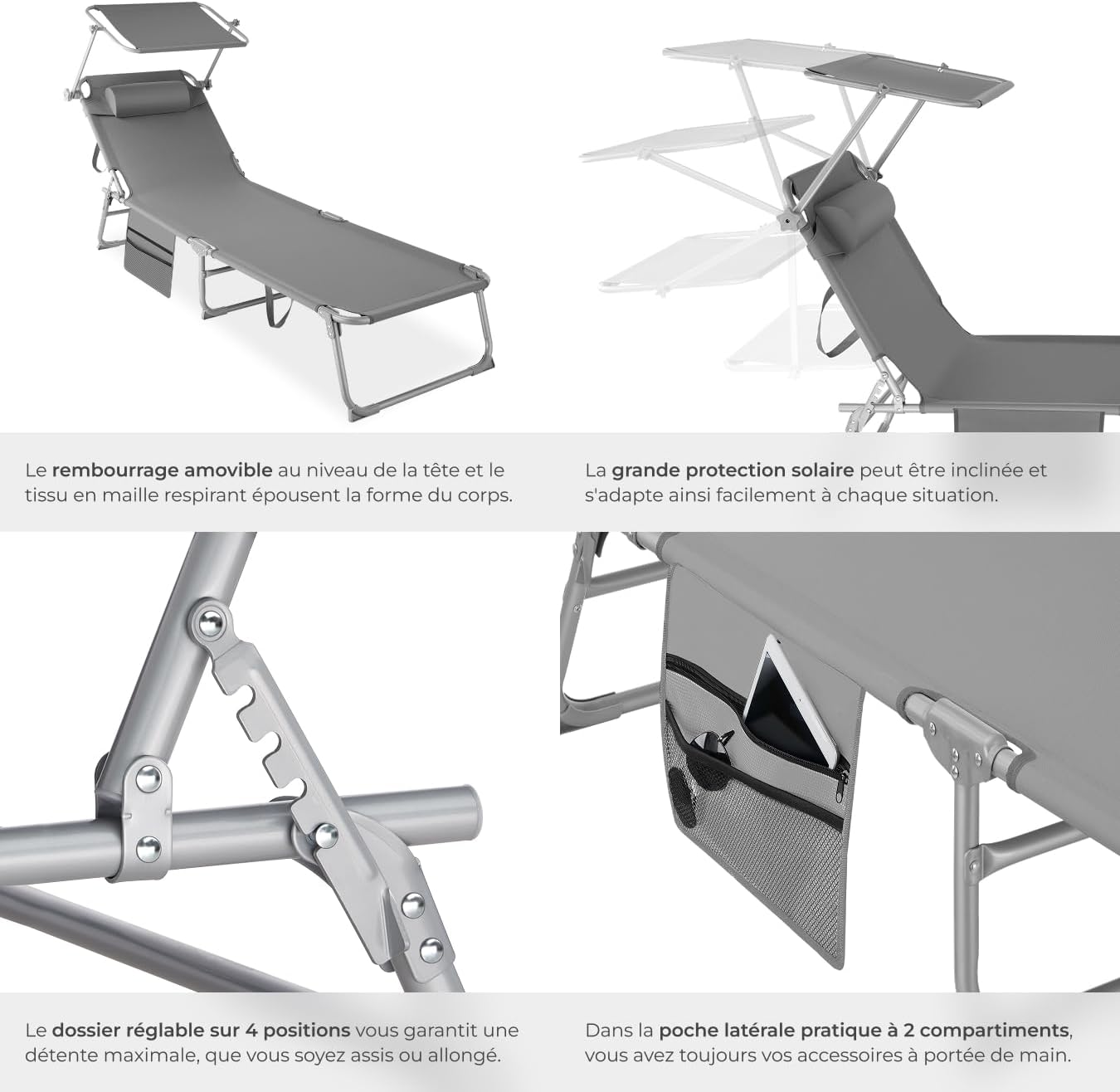 Lot de 2 Transats Inclinables
