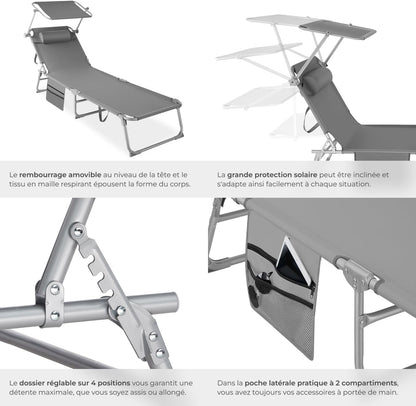 Lot de 2 Transats Inclinables
