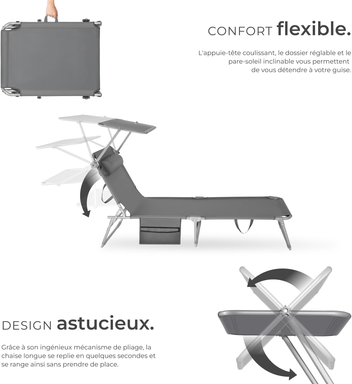 Lot de 2 Transats Inclinables