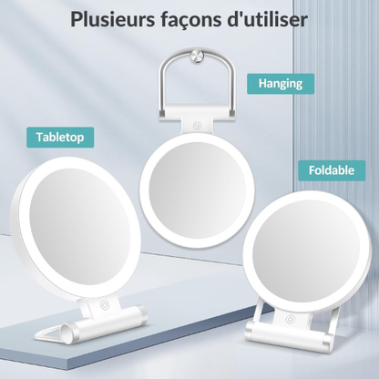 Miroir de Maquillage Double Face avec Éclairage Réglable