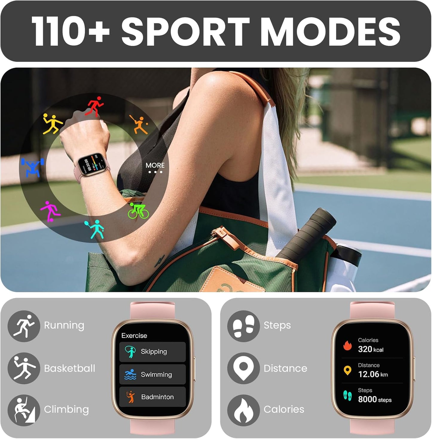 SmartWatch – Montre connectée multifonction avec appels Bluetooth et suivi santé