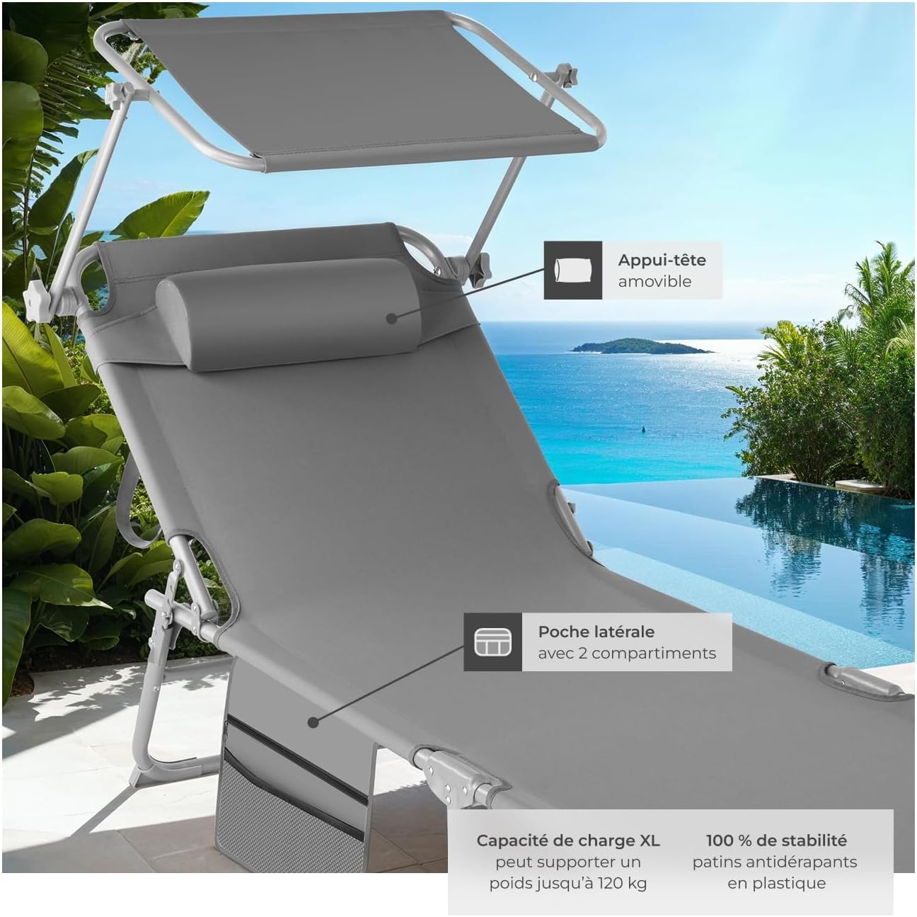 Lot de 2 Transats Inclinables