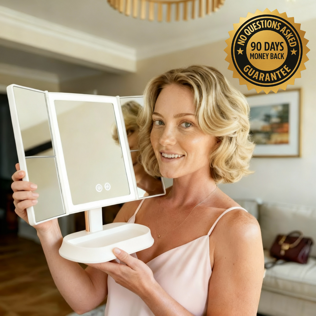 Miroir de maquillage LED à trois volets