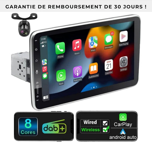 Autoradio Android 10 pouces avec CarPlay intégré 1 ET 2 DIN