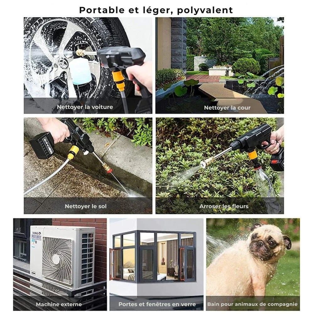 Nettoyeur haute pression à batterie 42V 8000Mah Nettoyeur haute pression portable avec 2 batteries Nettoyeur haute pression à batterie pour le lavage de voitures Nettoyage des sols