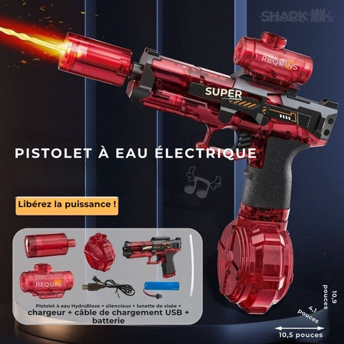 HydroBlaze™ - Pistolet à eau électrique avec effet de flamme