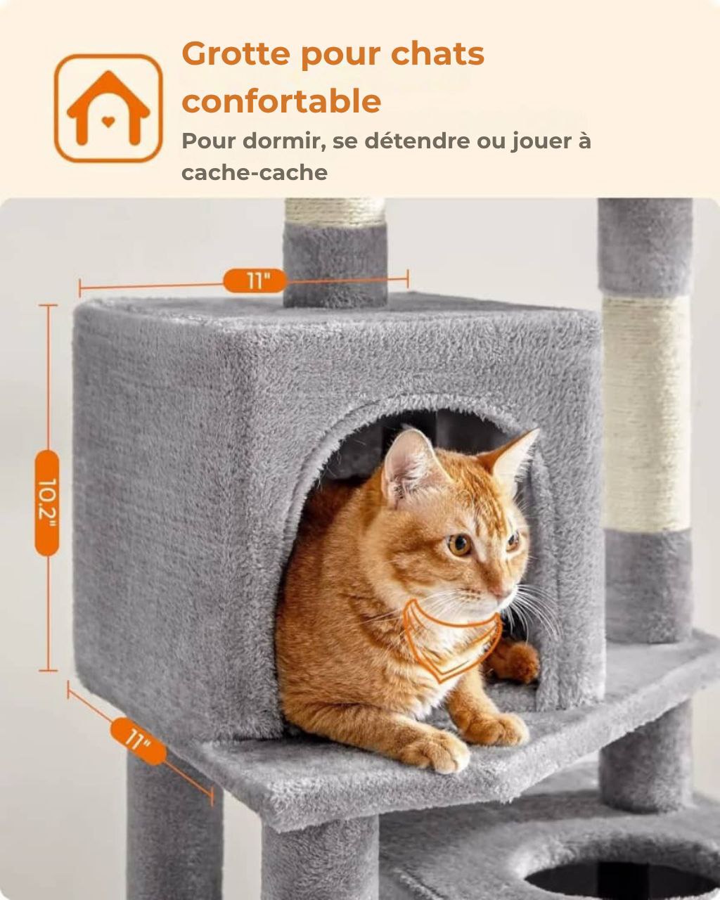 Arbre à chat Feandrea 154 cm –Tour d’escalade en peluche avec 5 poteaux à griffer, 2 plateformes