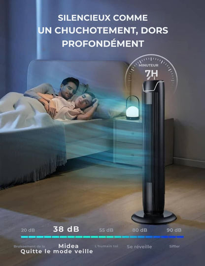 Midea - Ventilateur à colonne mince avec télécommande