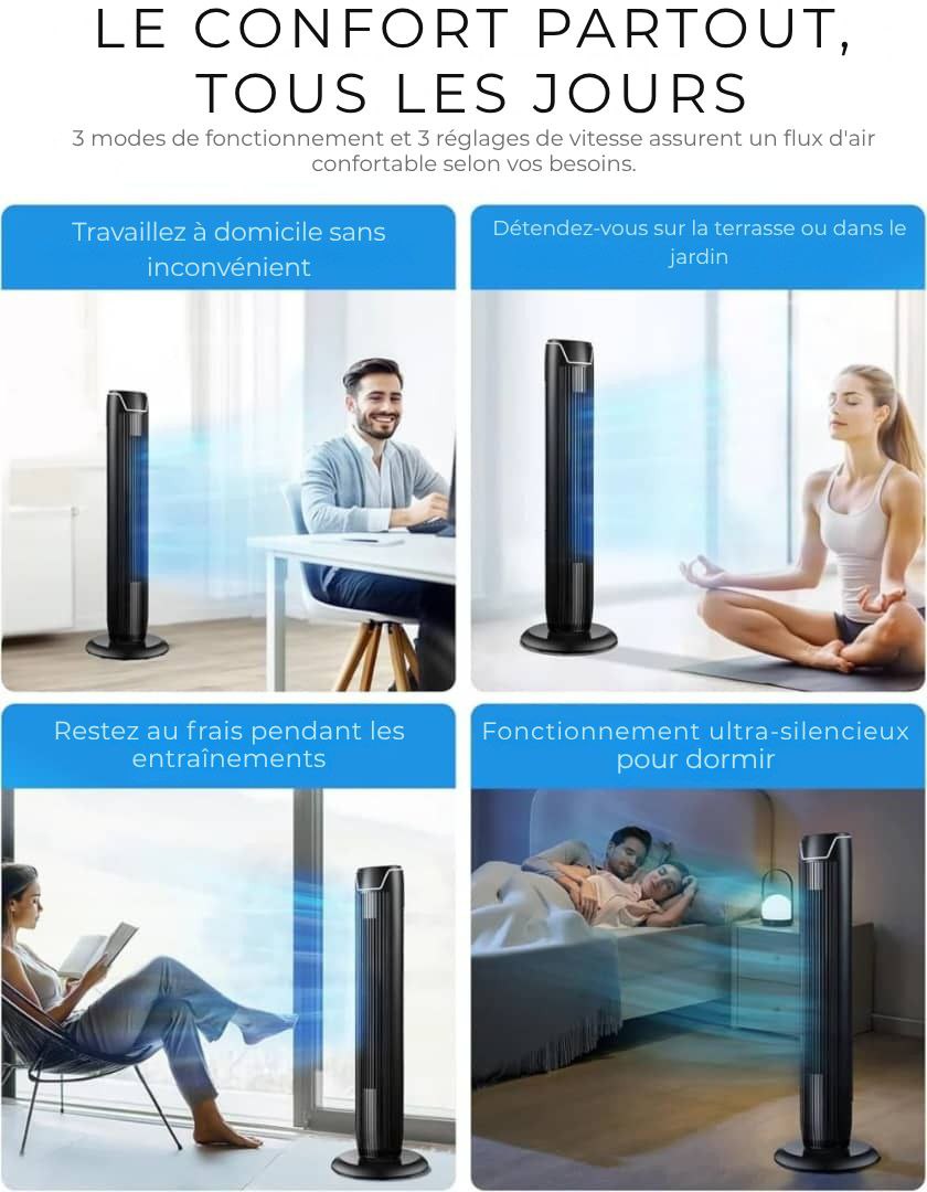 Midea - Ventilateur à colonne mince avec télécommande