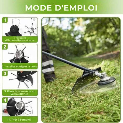 La tête de la tondeuse comporte 6 branches entrelacées avec du fil d'acier résistant.