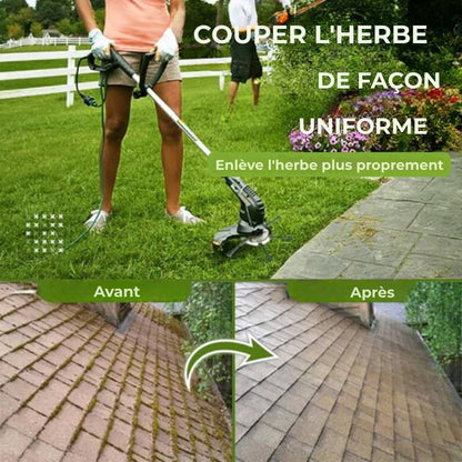 La tête de la tondeuse comporte 6 branches entrelacées avec du fil d'acier résistant.