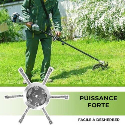 La tête de la tondeuse comporte 6 branches entrelacées avec du fil d'acier résistant.