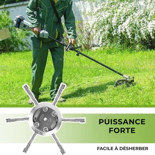 La tête de la tondeuse comporte 6 branches entrelacées avec du fil d'acier résistant.