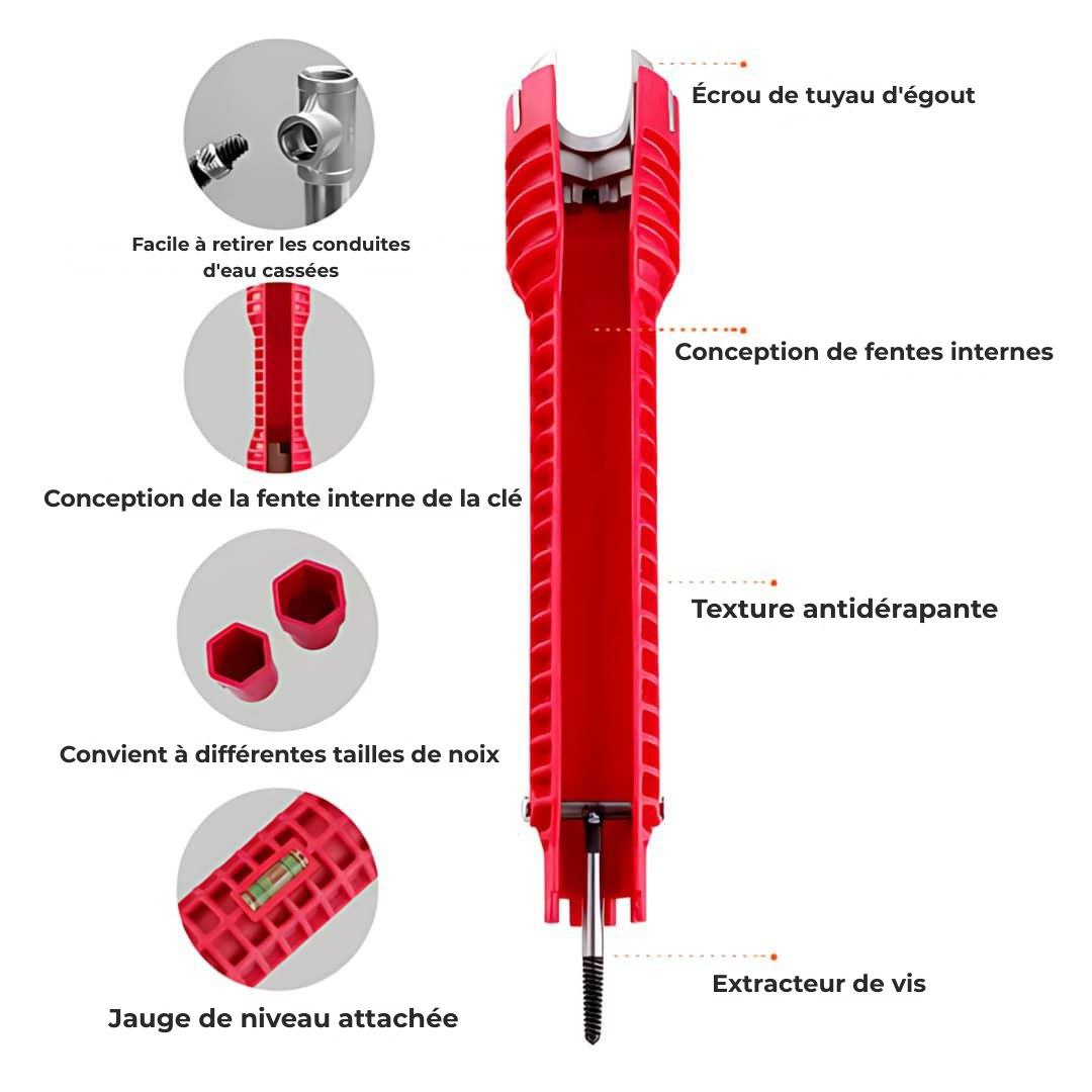 SinkWrench 1+1 GRATUIT : multifonctionnel, facile à utiliser, clé pour évier de cuisine