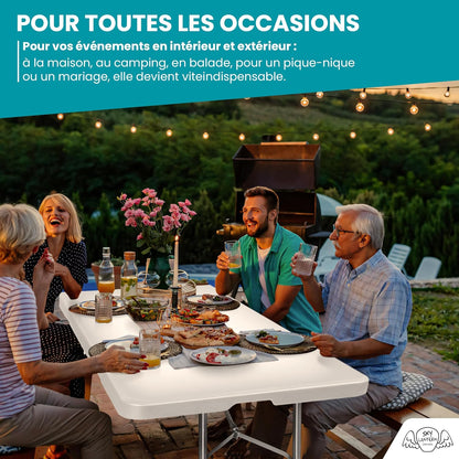 Table Pliante 180x74x74 cm Rectangulaire Blanche