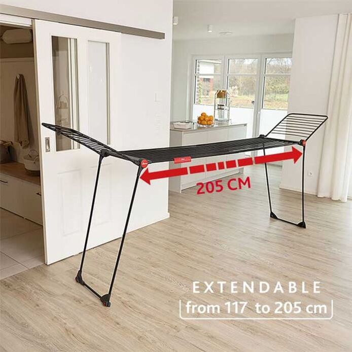 Séchoir intérieur Vileda Infinity Flex® Cordes XXL de plus de 2 mètres, Stable et Robuste, Transport Pratique
